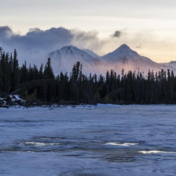 Winter Sunset over mountains